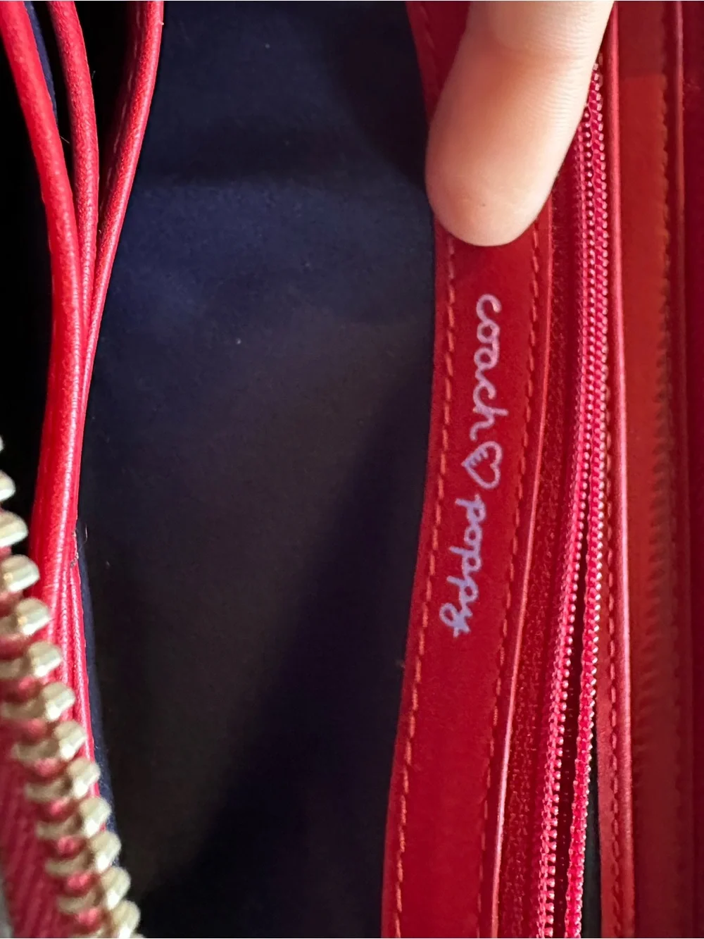 Red Floral Leather Wristlet Wallet - COACH